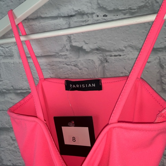 Neon Pink Strappy Bodycon Mini Dress - Picture 4 of 8